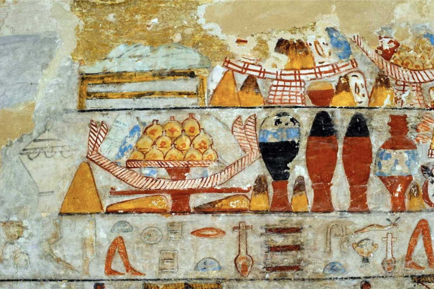 Ancient Egyptian wall art with pomegranates (2,300 BCE)